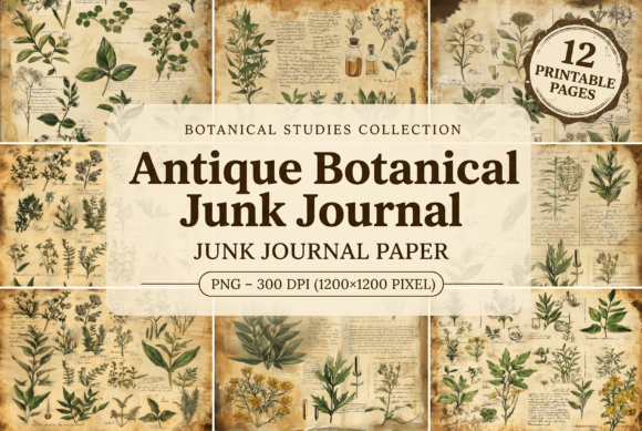 Antique Botanical Junk Journal: A Digital Paper Collection