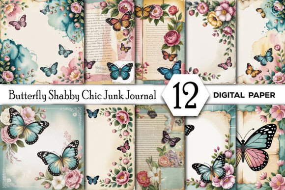 Designing with Butterfly Shabby Chic Junk Journal Pages