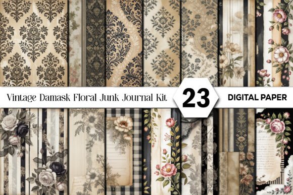 Designing with the Vintage Damask Floral Junk Journal Kit