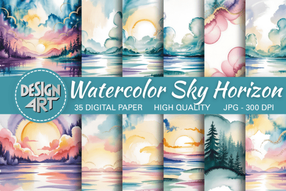 Elevate Your Projects with a Watercolor Sky Horizon Background