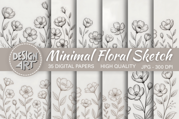 Elevate Your Projects with the Minimal Floral Sketch Backdrop