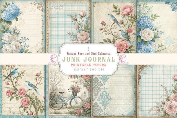 Rediscovering Beauty: A Guide to the Vintage Rose and Bird Ephemera Junk Journal Set