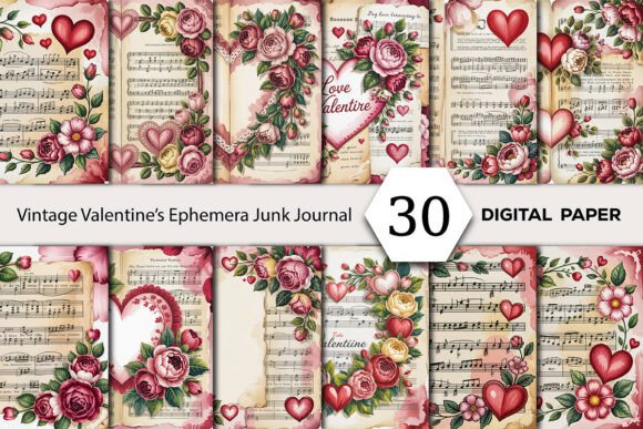 Timeless Romance: Vintage Valentine’s Junk Journal Pages for Creatives