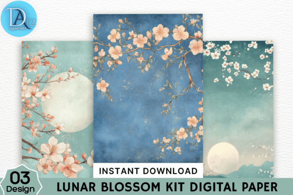Unleash Creativity with Lunar Blossom Kit Digital Paper
