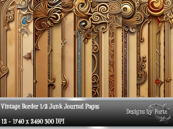 Vintage Border 1/2 Junk Journal Pages: A Digital Toolkit for Timeless Design