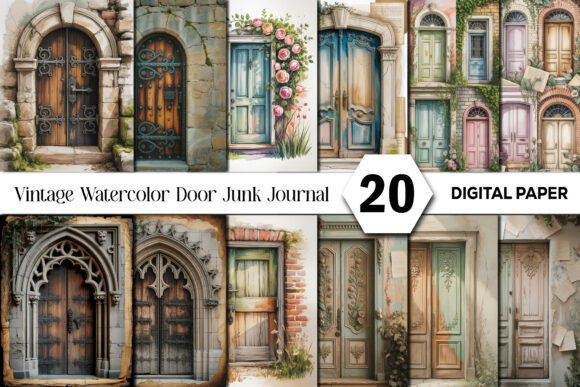 Vintage Watercolor Door Junk Journal Kit: A Creative Asset